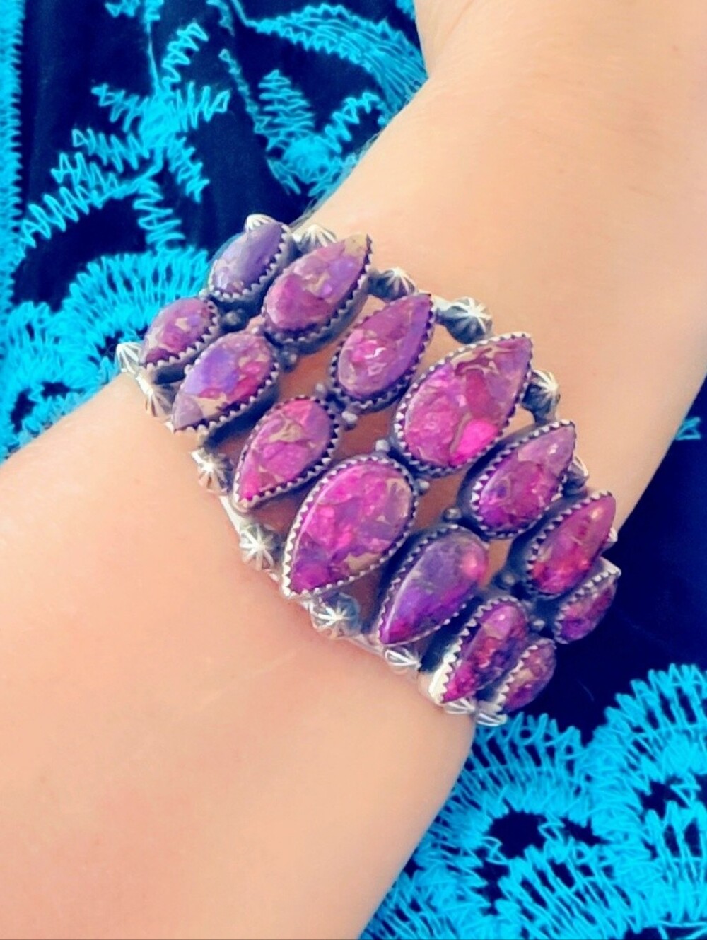 Sterling Silver 925 Purple Mojave Turquoise Cuff Bracelet